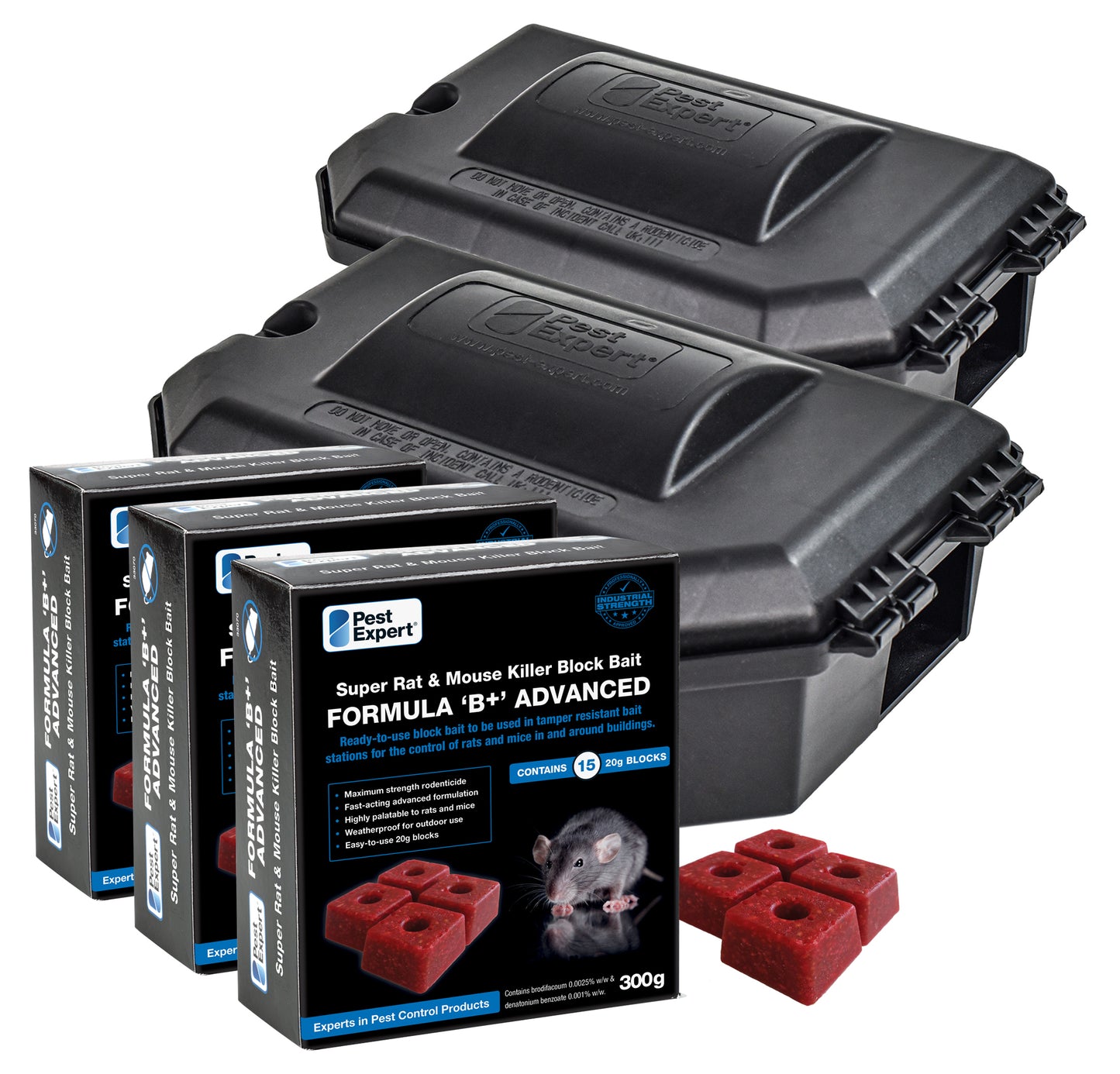 Rat Bait Blocks Kit 1 (Includes 1.5kg Blocks & 2 Bait Boxes)