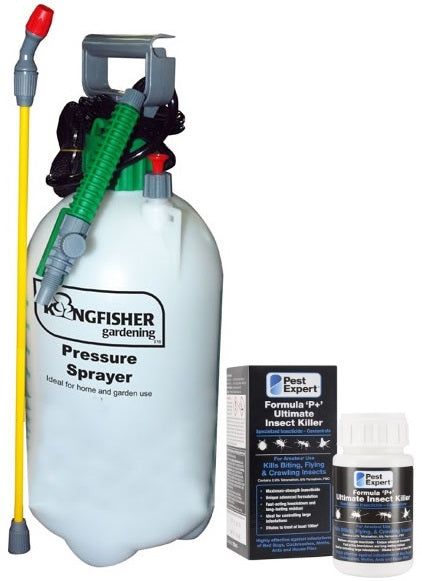 Pest Expert Formula 'P+' Ultimate Cockroach Killer Spray Insecticide Concentrate (Makes 10L) - Includes Free 5L Pressure Sprayer