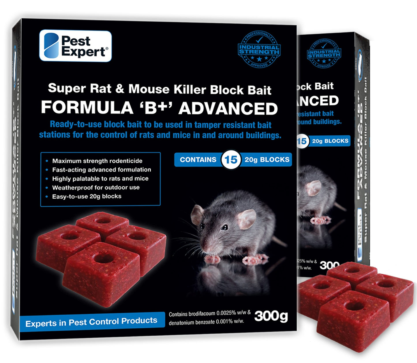 Rat Poison Bait Blocks 600g from Pest Expert (Professional Strength - 2 x 300g)