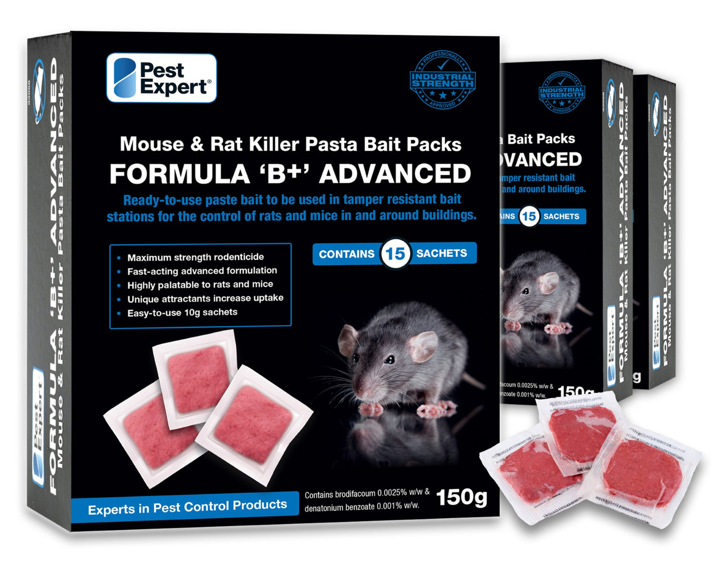 Formula 'B' Rat & Mouse Poison Paste Bait 450g (3 x 150g)
