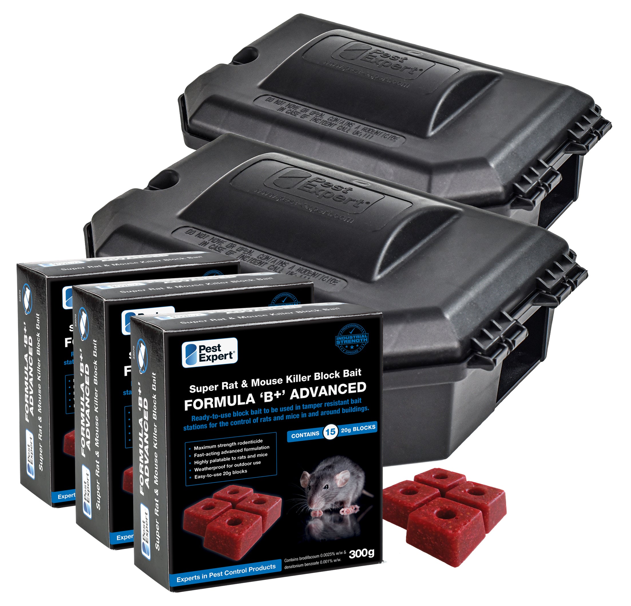 Rat Bait Blocks Kit 1 Includes 1.5kg Blocks & 2 Bait Boxes ...